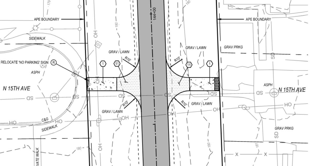 "Sidewalk connection at 15th Avenue"