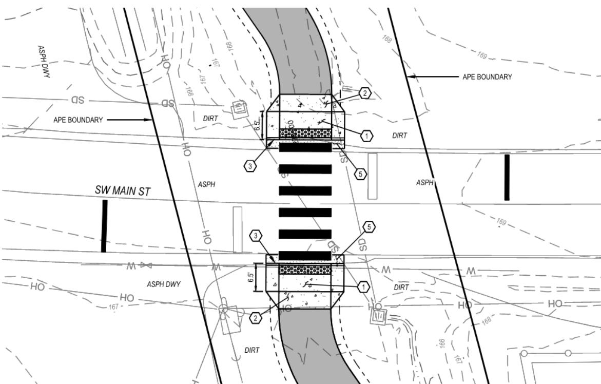 "Rectangular Rapid Flashing Beacon (RRFB) at Main Street"